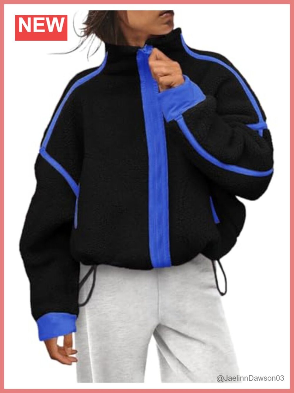Fleece Jacket Women Cropped Zip Sherpa Fuzzy Coat with Pockets